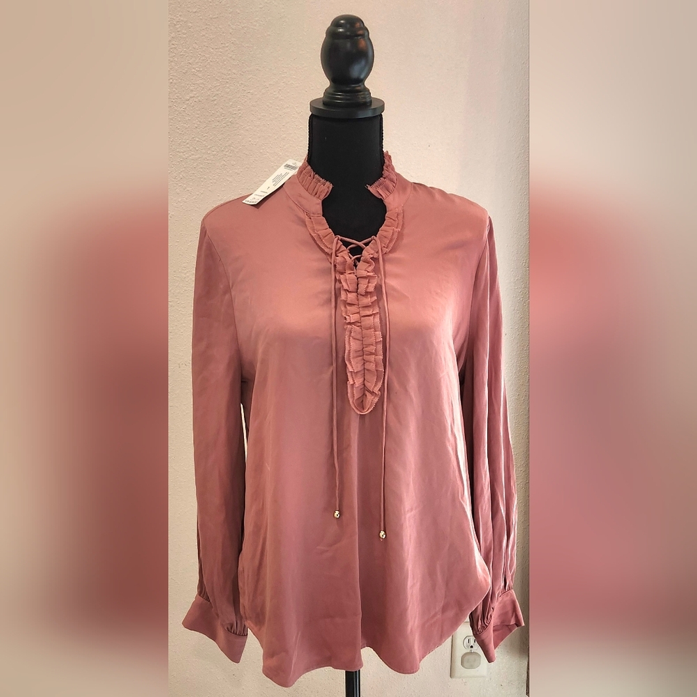 Elegant Pink Ruffle Blouse